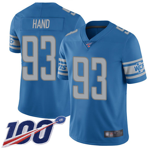 Detroit Lions Limited Blue Men Dahawn Hand Home Jersey NFL Football #93 100th Season Vapor Untouchable